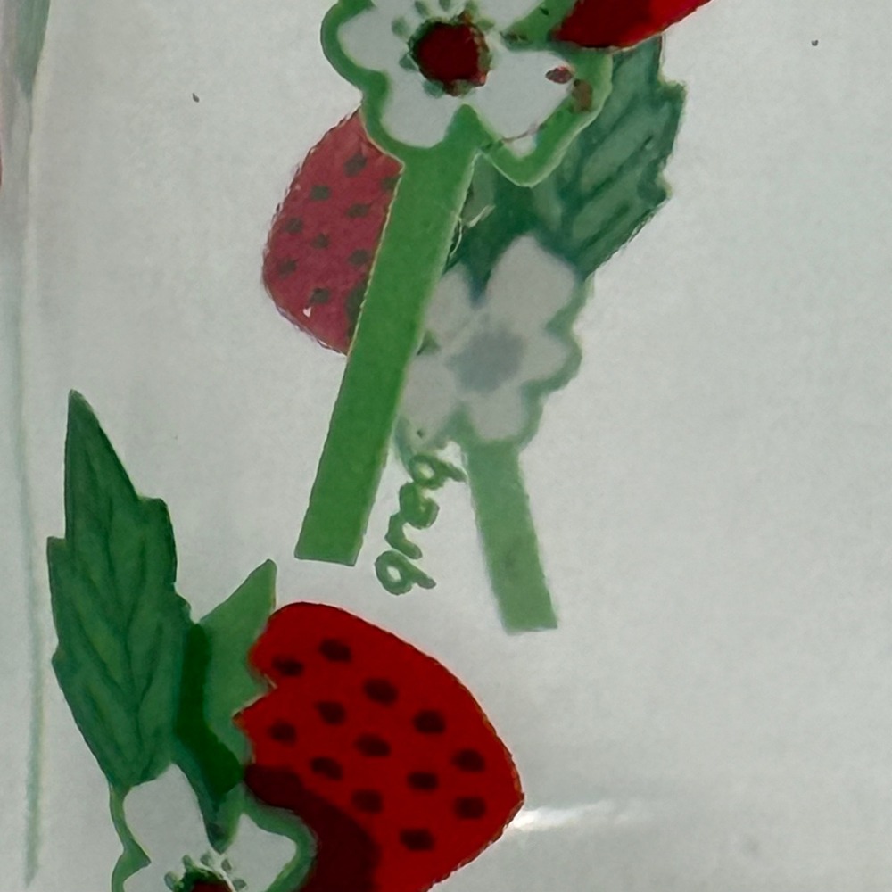 Vintage Greg Flowers Strawberry Vine Glass Tumblers Retro Set of 5 Red Green - Picture 7 of 10